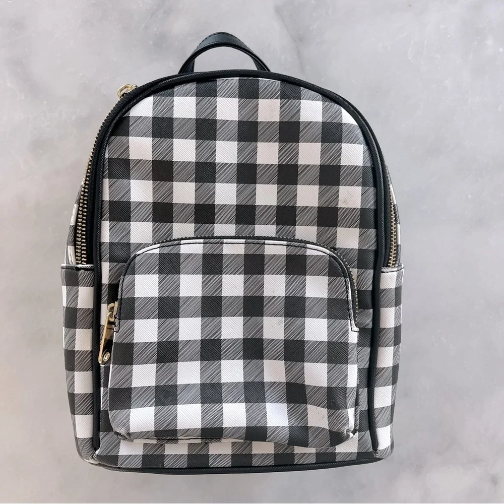 Gingham backpack. 10” x 8”